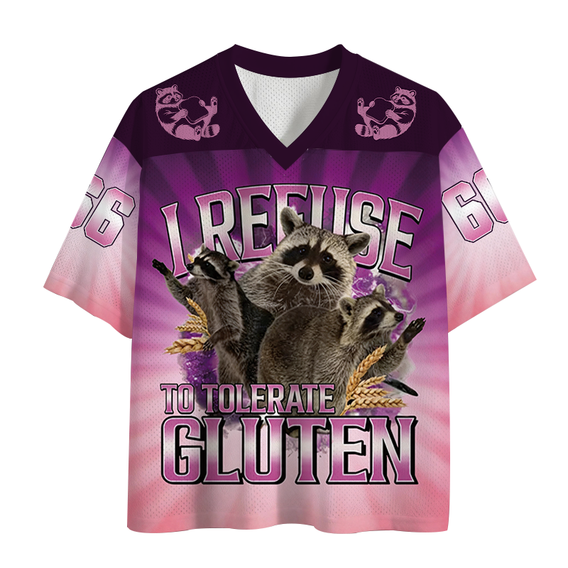 Tokyocanvas I Refuse To Tolerate Gluten Raccoon Mesh Jersey