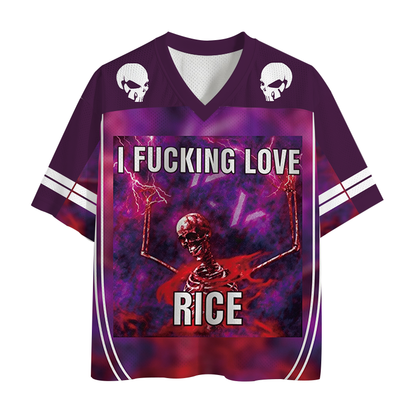 Tokyocanvas I F*cking Love Rice Funny Skeleton Mesh Jersey