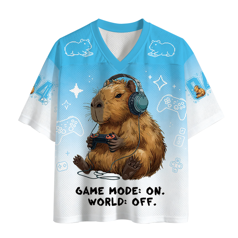 Tokyocanvas Capybara Life:Paused.Game:ON. Mesh Jersey