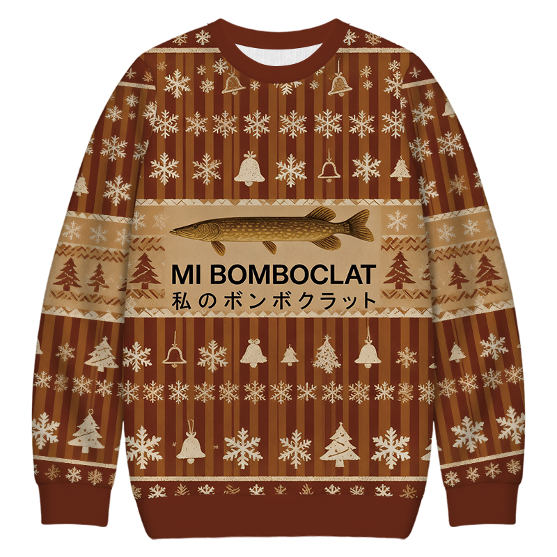 Tokyocanvas Mi Bomboclat Fish Christmas Ugly Sweatshirt