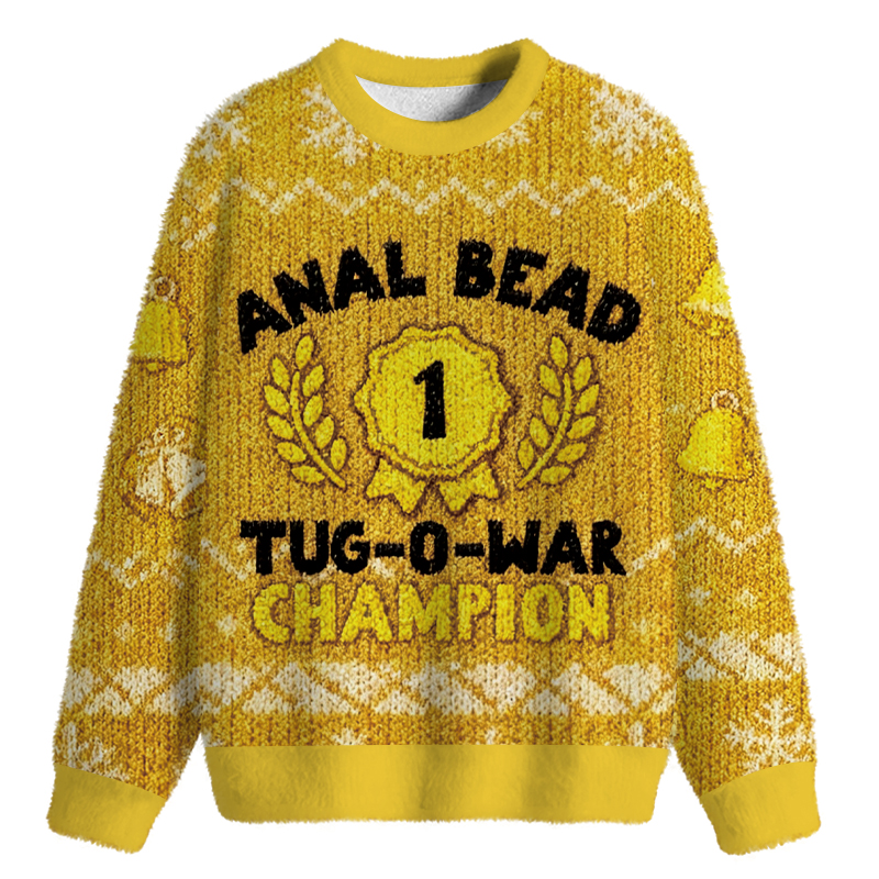 Tokyocanvas Bead Tug O War Champion Funny Fuzzy Christmas Ugly Sweatshirt