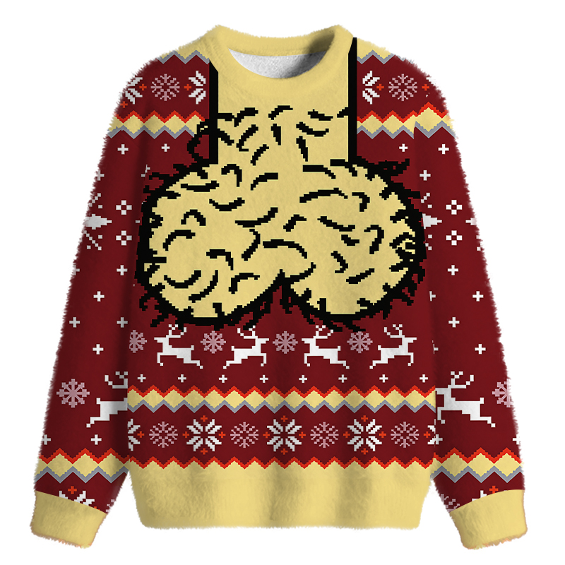 Tokyocanvas Hilarious Naughty Fuzzy Christmas Ugly Sweatshirt