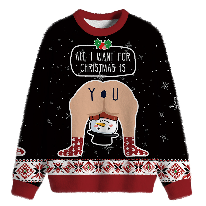 Tokyocanvas Hilarious Situations Fuzzy Christmas Ugly Sweatshirt