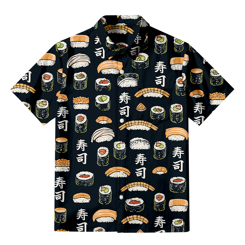 Tokyocanvas Japanese Sushi Aloha Button-up Shirt