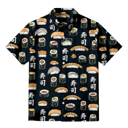 Tokyocanvas Japanese Sushi Aloha Button-up Shirt