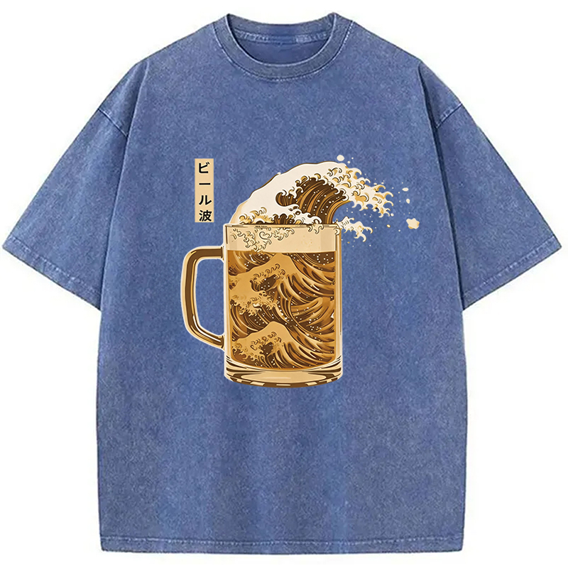 Tokyocanvas Japanese Wave Beer Washed T-Shirt