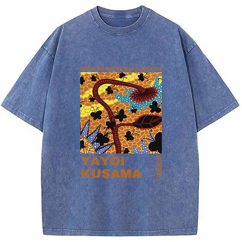 Tokyocanvas Dotted Art Flower Washed T-Shirt