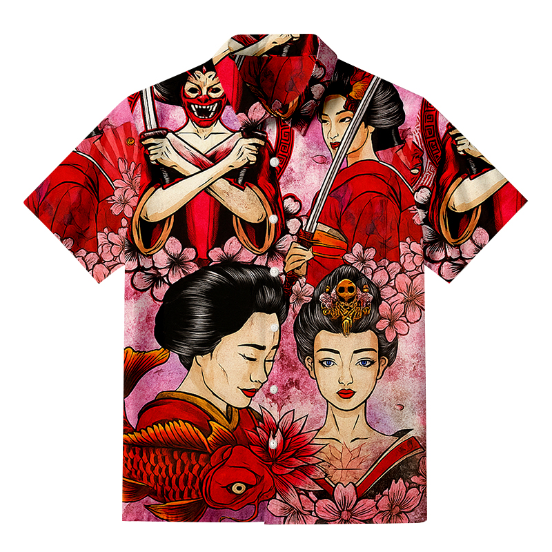 Tokyocanvas Beautiful Japanese Geisha Dream Button-up Shirt