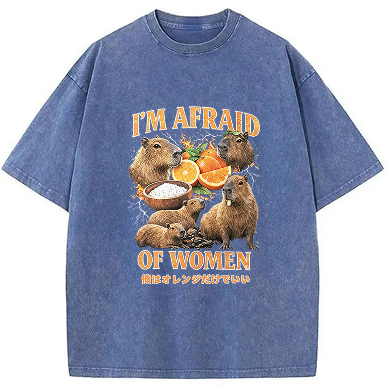 Tokyocanvas Capybara Oranges Graphic Washed T-Shirt