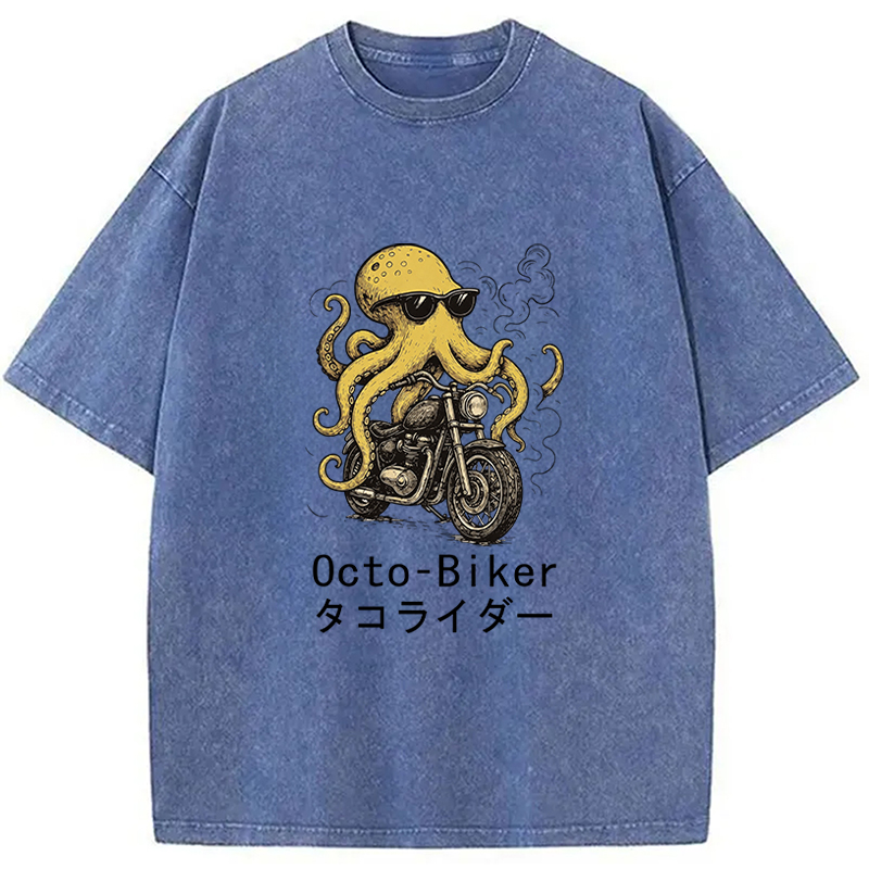 Tokyocanvas Octopus Motorcycle Washed T-Shirt