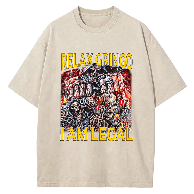Tokyocanvas Relax Gringo Skeleton Meme Washed T-Shirt