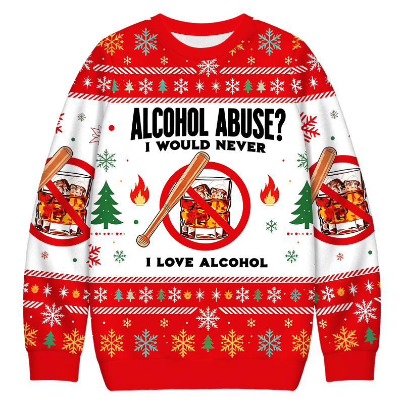Tokyocanvas Alcohol Abuser Funny Christmas Ugly Sweatshirt