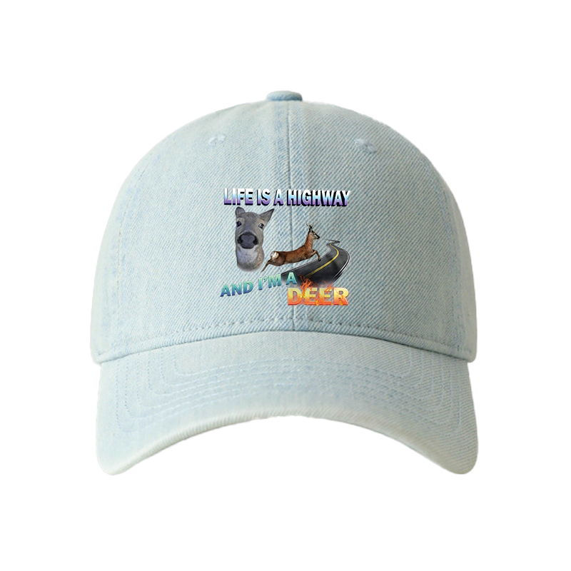 Tokyocanvas Life Is A Highway I Am A Deer Meme Denim Cap