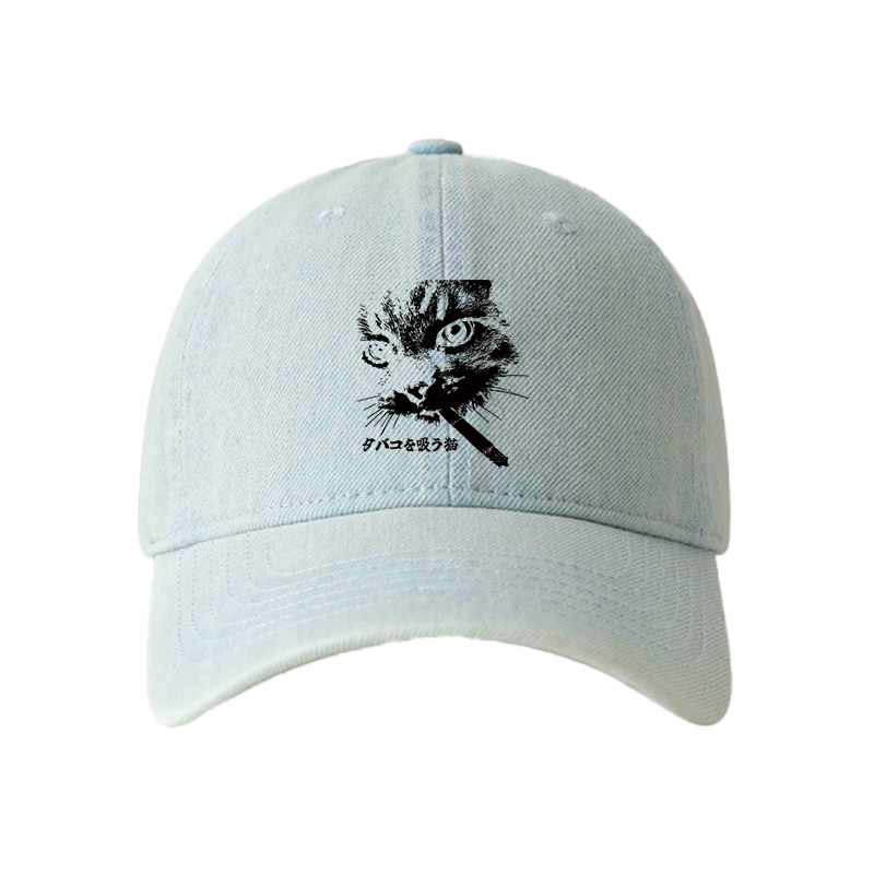 Tokyocanvas Retro Cat Smoking Denim Cap