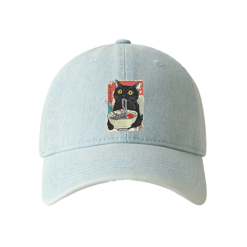 Tokyocanvas Cute Cat Eating Ramen Denim Cap
