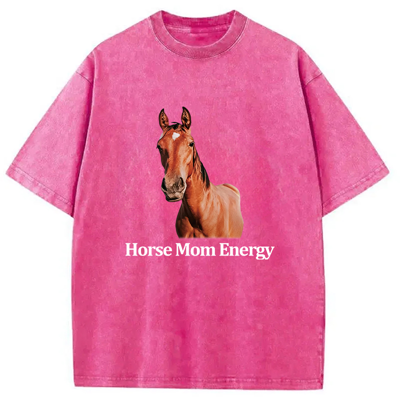 Tokyocanvas Horse Mom Energy Washed T-Shirt