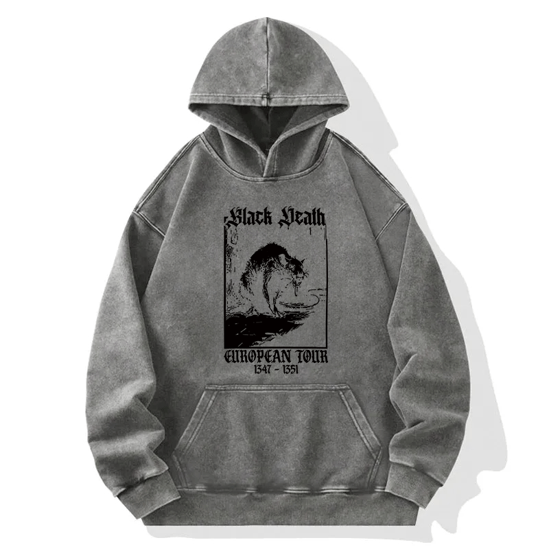 Tokyocanvas Black Death Rat Washed Hoodie