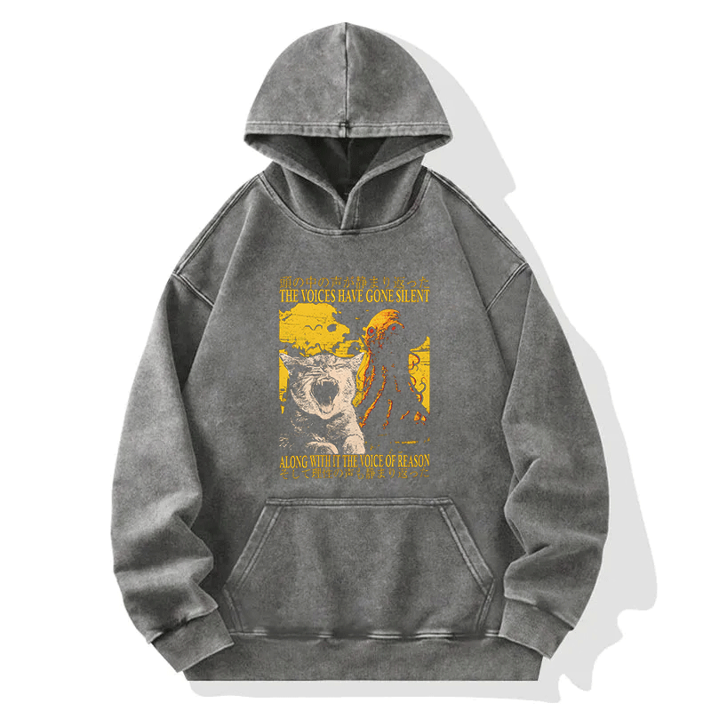 Tokyocanvas The Voices Have Gone Silent Cat Funny Washed Hoodie