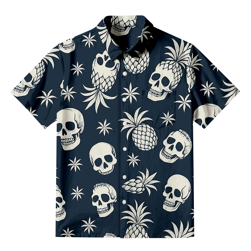 Tokyocanvas Pineapple Skull Aloha Button-up Shirt
