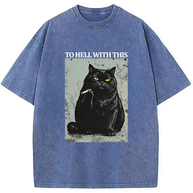 Tokyocanvas Fuck This Shit Black Cat Washed T-Shirt