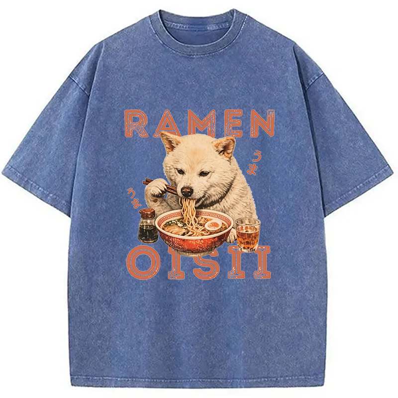 Tokyocanvas Shiba Inu Ramen Washed T-Shirt