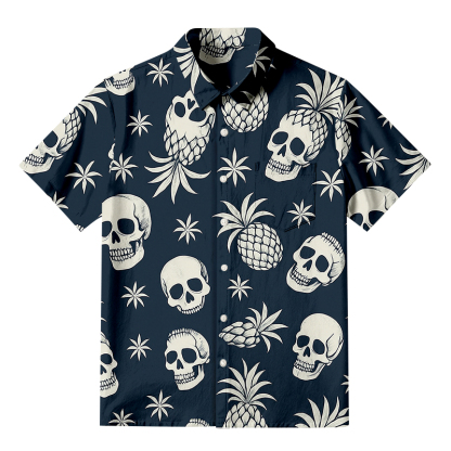 Tokyocanvas Pineapple Skull Aloha Button-up Shirt