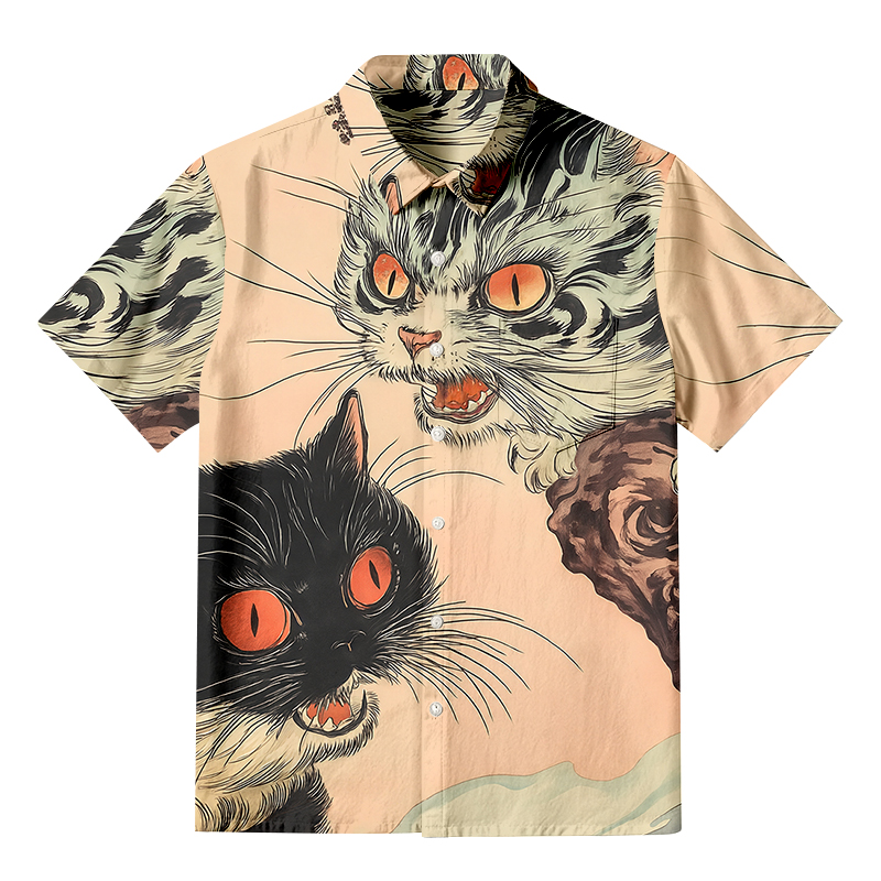 Tokyocanvas Ghost Cat Riot Button-up Shirt
