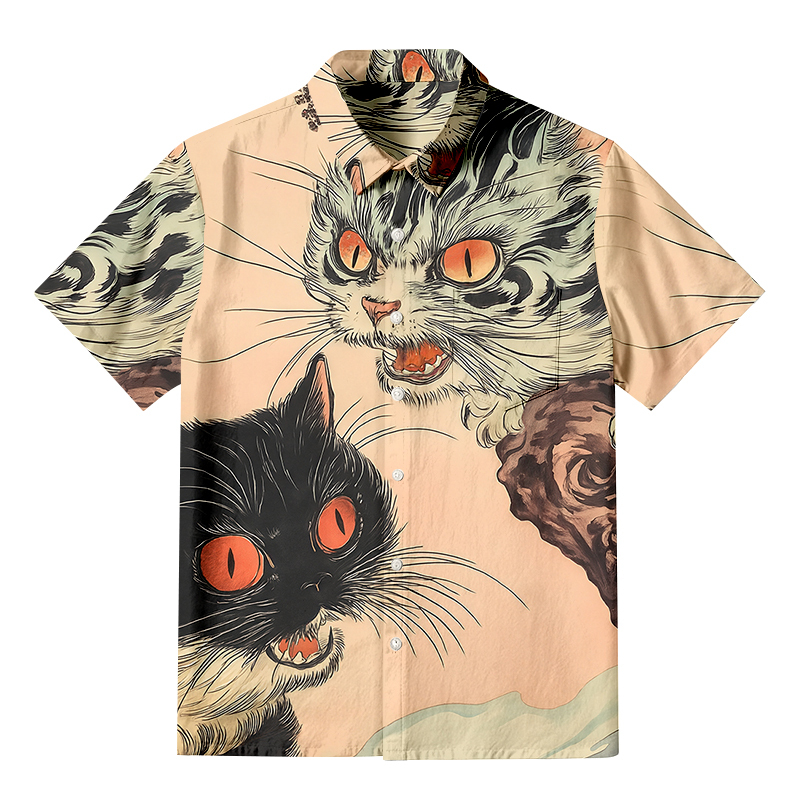 Tokyocanvas Ghost Cat Riot Button-up Shirt