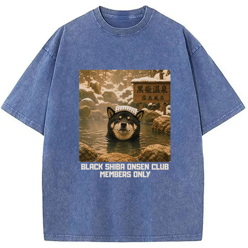 Tokyocanvas Black Shiba Inu Onsen Washed T-Shirt