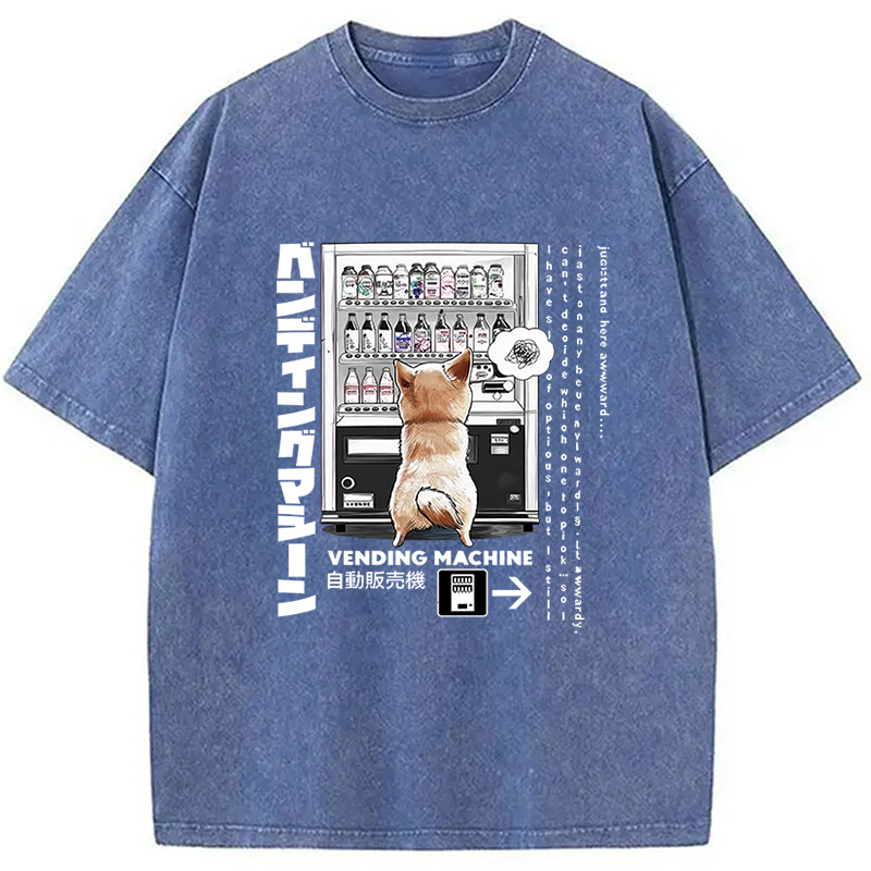 Tokyocanvas Shiba Inu Vending Machine Meme Graphic Washed T-Shirt