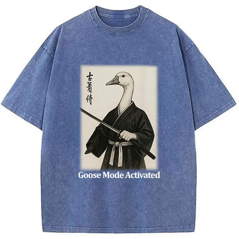 Tokyocanvas Samurai Goose Japanese Art Washed T-Shirt