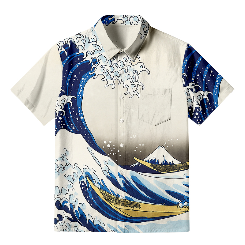 Tokyocanvas The Great Wave Off Kanagawa Button-up Shirt