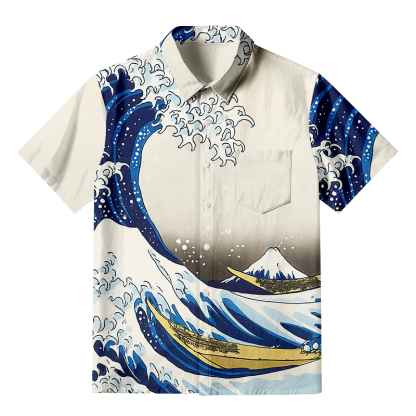 Tokyocanvas The Great Wave Off Kanagawa Button-up Shirt