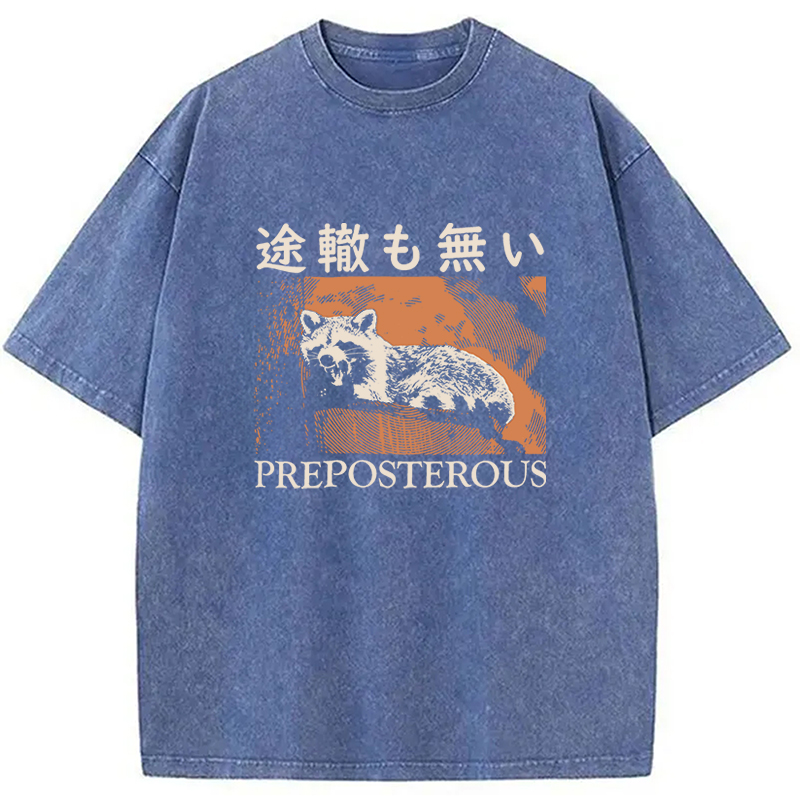 Tokyocanvas Preposterous Raccoon Washed T-Shirt