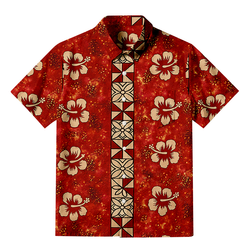 Tokyocanvas Passionate Red & Floral Charm Button-up Shirt