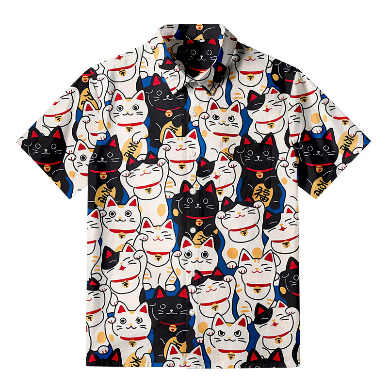 Tokyocanvas Edo Period Lucky Cat Button-up Shirt