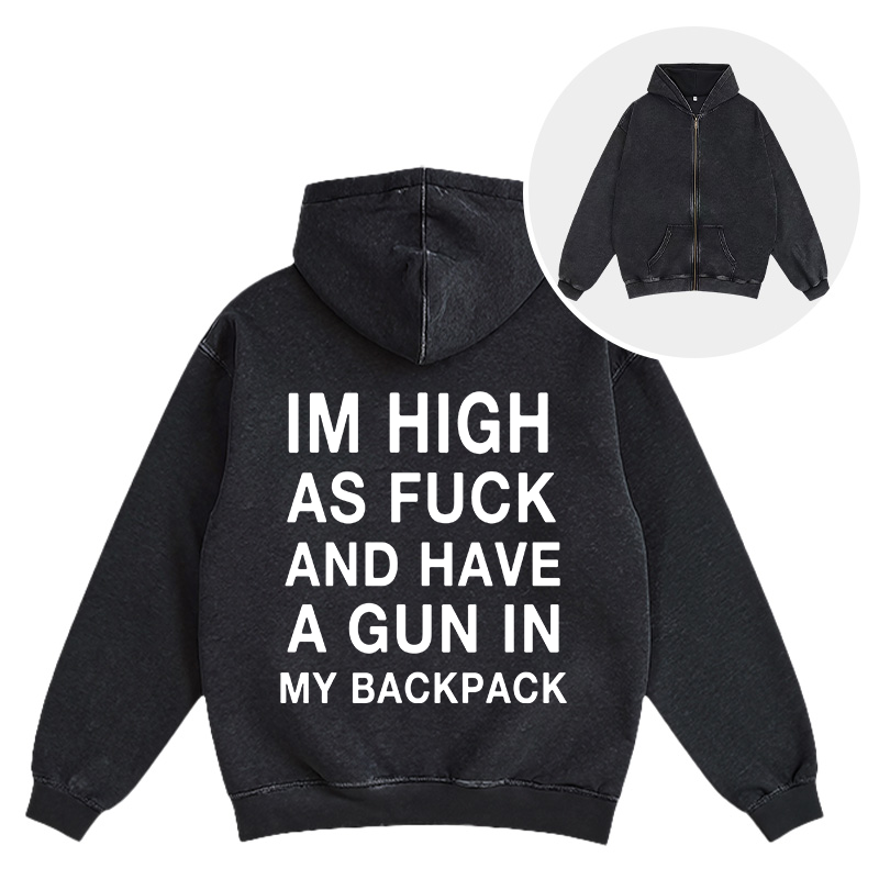 Tokyocanvas Im High Washed Zip Hoodie