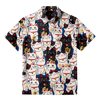 Tokyocanvas Edo Period Lucky Cat Button-up Shirt