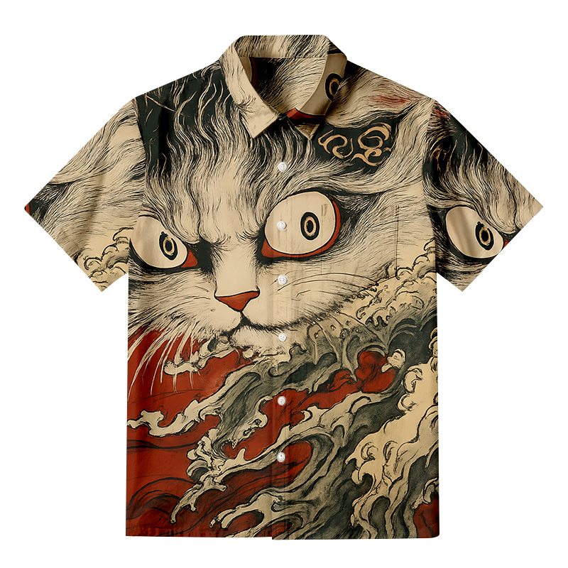 Tokyocanvas Folklore "Ghost Cat" Ukiyo-e Button-up Shirt