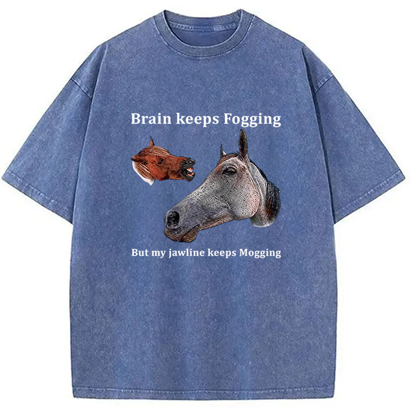 Tokyocanvas Horse Jawline Mogging Washed T-Shirt