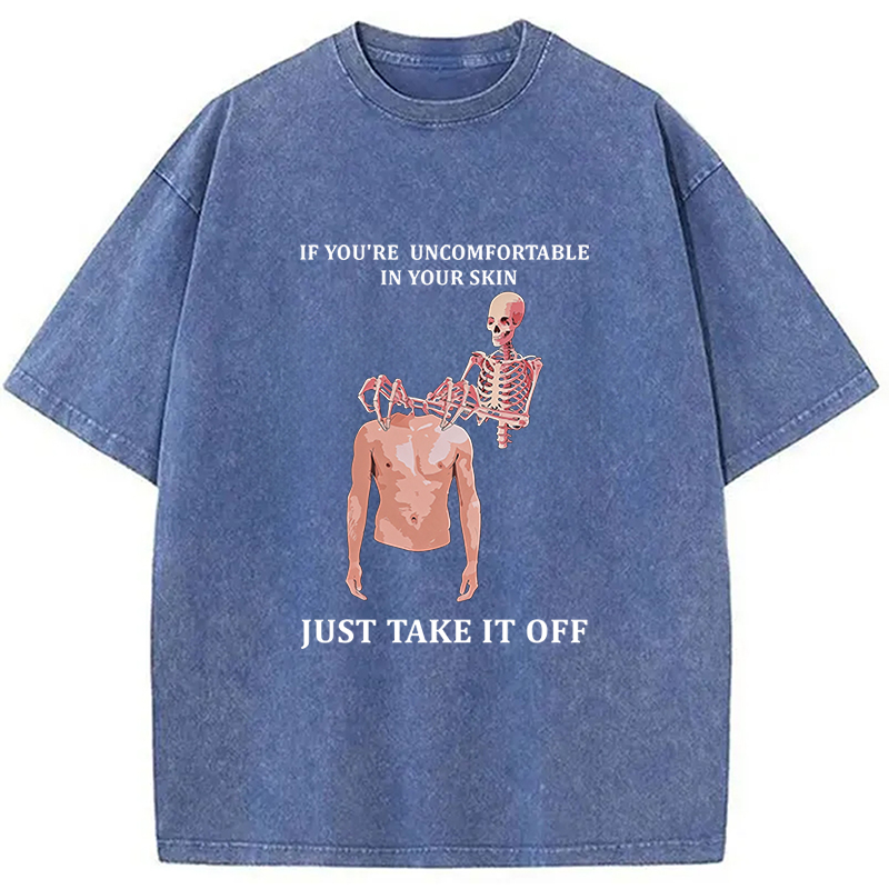 Tokyocanvas Skeleton Skin Off Washed T-Shirt