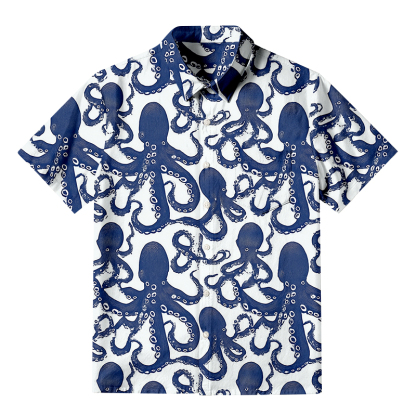 Tokyocanvas Ocean Octopus Button-up Shirt