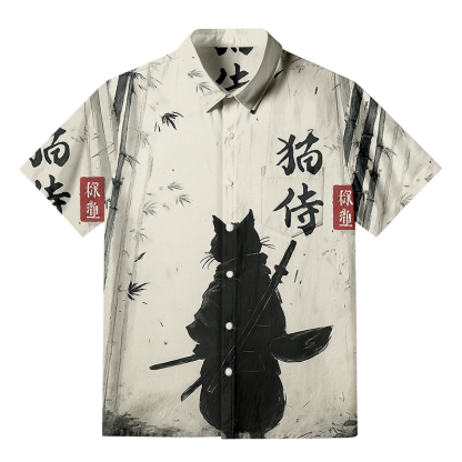 Tokyocanvas Samurai Cat In The Bamboo Forest Button-up Shirt