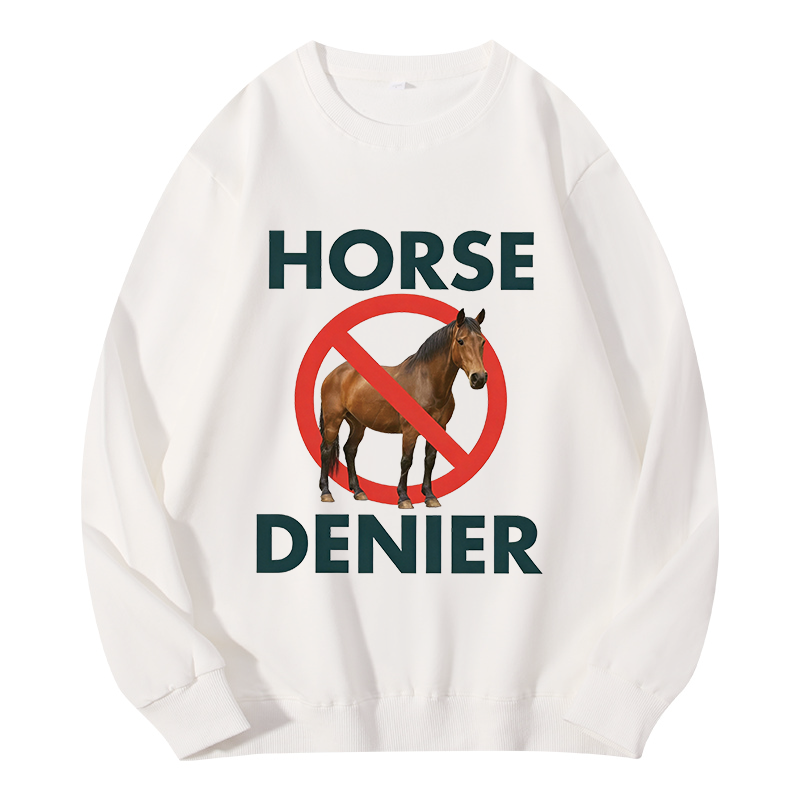 Tokyocanvas Funny Horse Denier Conspiracy Theory Classic Sweatshirt