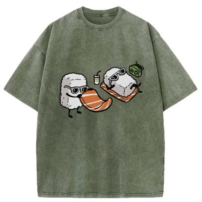 Tokyocanvas Sunbathing Sushi Washed T-Shirt