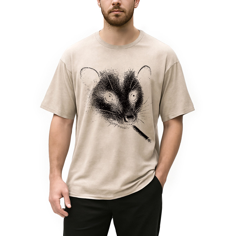 Tokyocanvas Smoking Possum Meme Washed T-Shirt