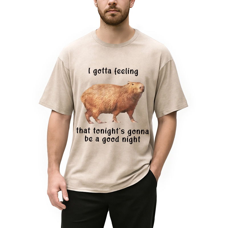 Tokyocanvas Capybara Gotta Feeling Washed T-Shirt