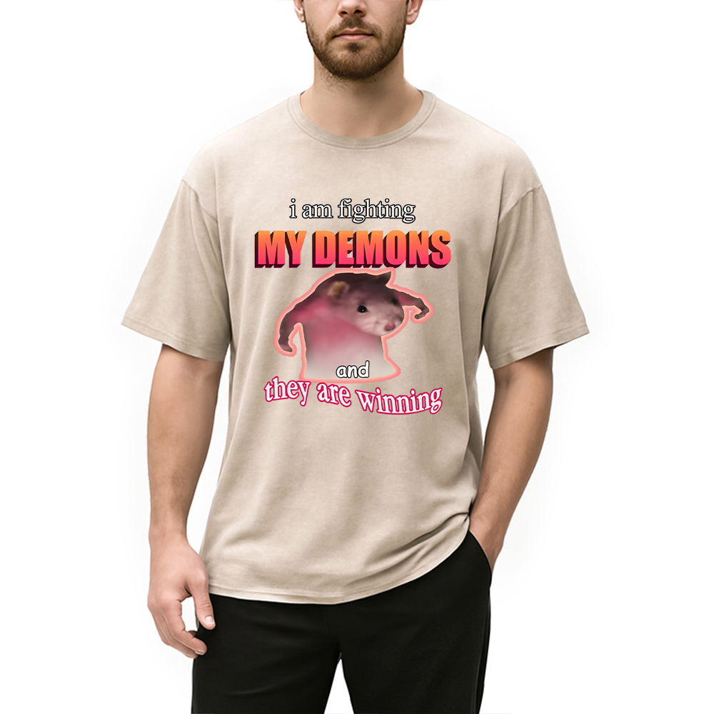 Tokyocanvas Rage Rat Meme Washed T-Shirt