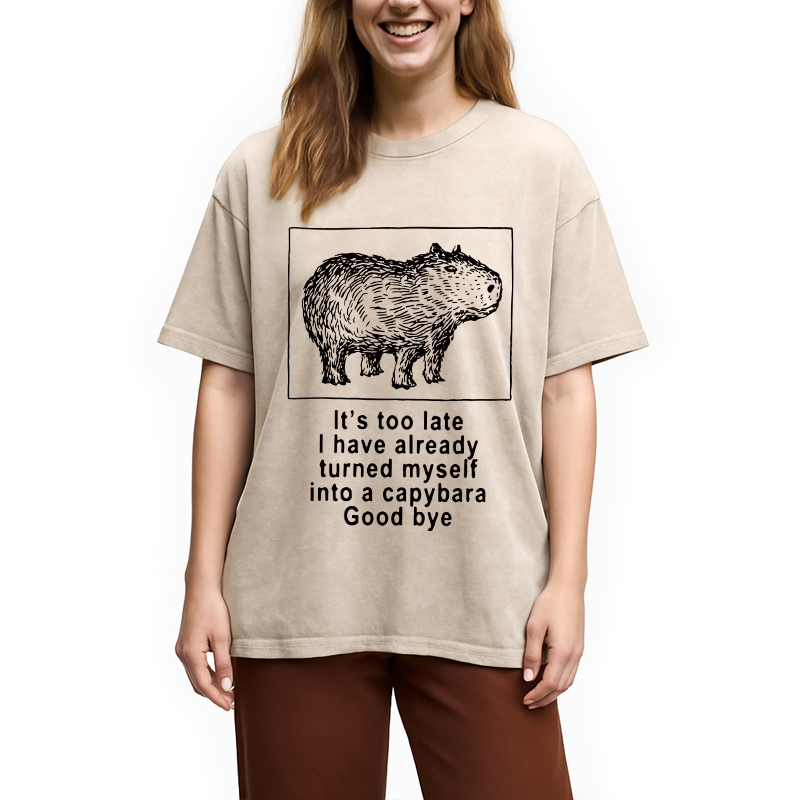 Tokyocanvas I Have Turned Myself Into A Capybara Washed T-Shirt
