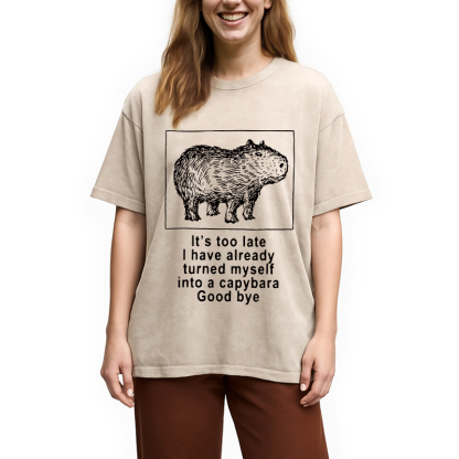 Tokyocanvas I Have Turned Myself Into A Capybara Washed T-Shirt
